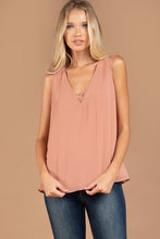 Load image into Gallery viewer, Dusty Rose Lace Insert Camisole Tank