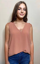Load image into Gallery viewer, Dusty Rose Lace Insert Camisole Tank