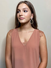 Load image into Gallery viewer, Dusty Rose Lace Insert Camisole Tank
