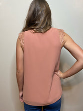 Load image into Gallery viewer, Dusty Rose Lace Insert Camisole Tank
