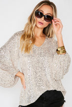Load image into Gallery viewer, V-neck Balloon Sleeved Sequin Top