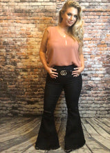 Load image into Gallery viewer, Black Denim Flare Petite Length