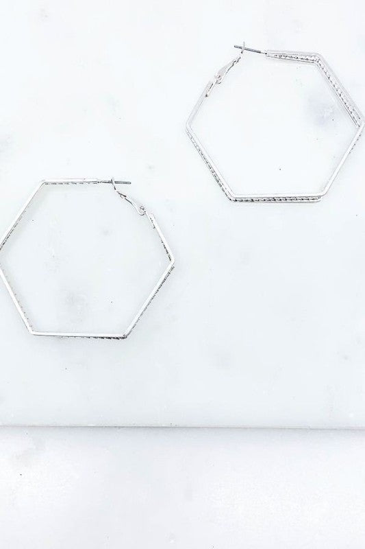 Hexagon Hoop Earrings