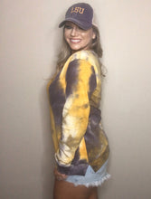 Load image into Gallery viewer, Tye Die Purple and Gold Pullover
