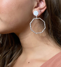 Load image into Gallery viewer, Octagon shaped post drop earring
