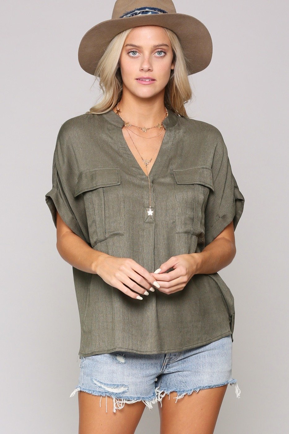 Olive Green Safari Top