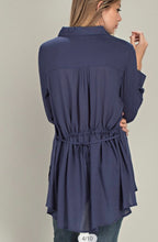 Load image into Gallery viewer, Navy, Lightweight, button up with back tie
