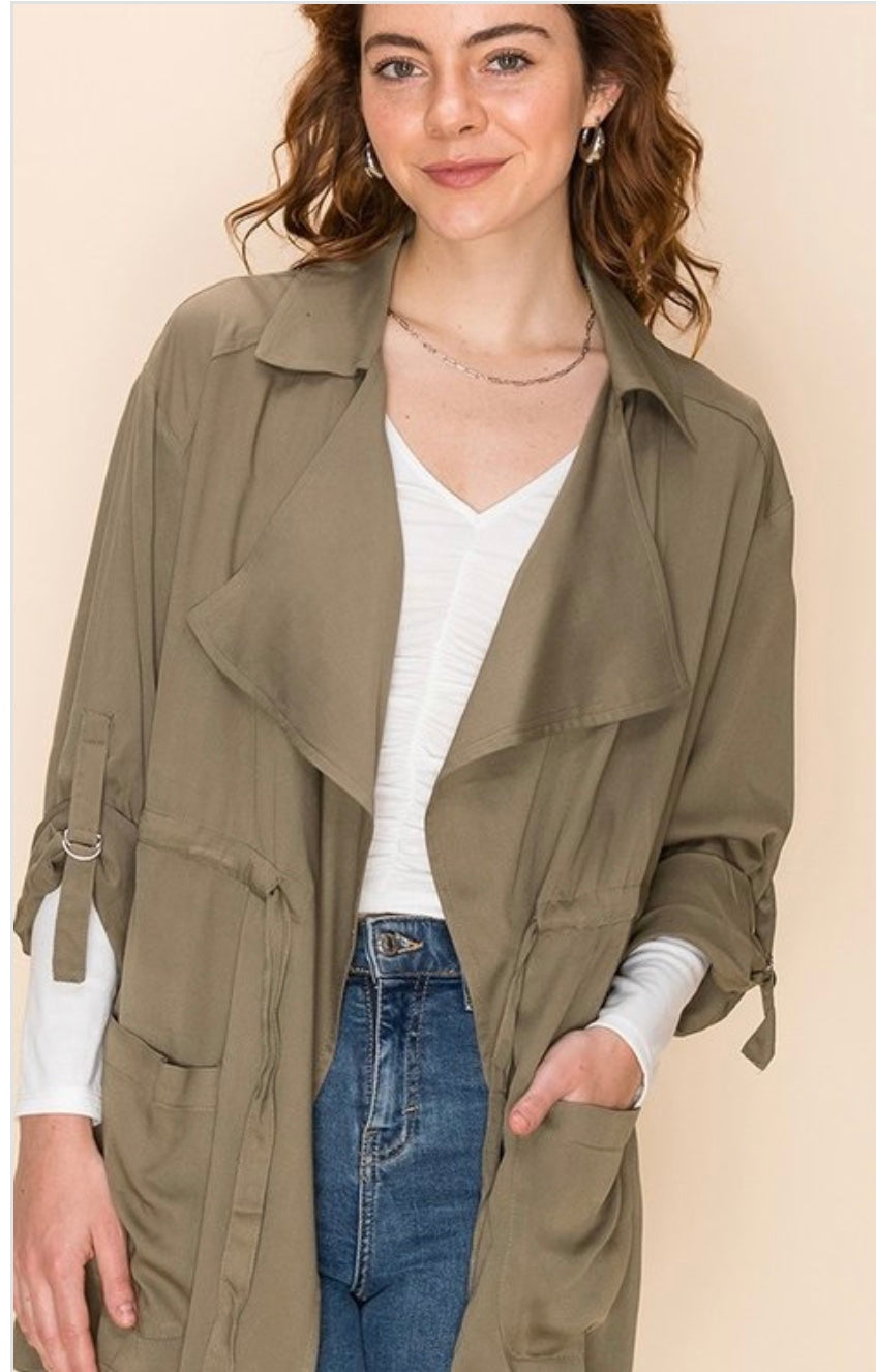 Olive Green Lightweight Cargo Jacket