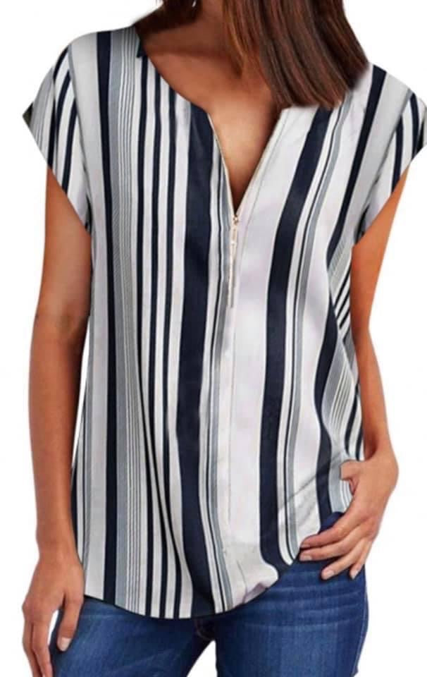 Navy Striped Blouse