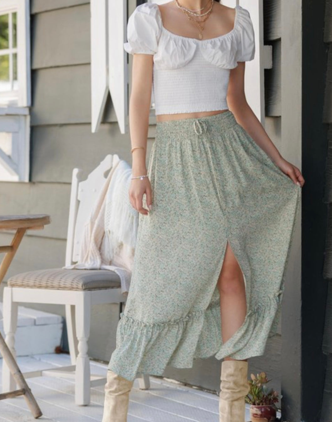 Floral Sage skirt